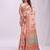 Beige linen cotton blend saree with multicolor ethnic print