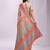 Beige linen cotton blend saree with multicolor ethnic print