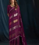 Wine satin foil work designer wedding saree