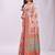 Beige linen cotton blend saree with multicolor ethnic print