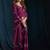 Wine satin foil work designer wedding saree
