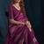 Wine satin foil work designer wedding saree