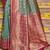 Teal blue banarasi silk blend saree with magenta zari border