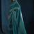 Teal satin foil work designer wedding saree