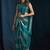 Teal satin foil work designer wedding saree