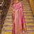 Onion pink banarasi silk blend saree with magenta zari border
