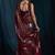 Maroon satin foil work designer wedding saree