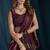 Maroon satin foil work designer wedding saree