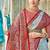 Sky blue & red linen cotton blend saree with rich zari woven border