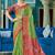 Green & red linen cotton blend saree with rich zari woven border