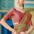 Green & red linen cotton blend saree with rich zari woven border
