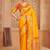 Mustard banarasi silk blend gold zari weaving saree with contrast border