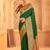 Dark green banarasi silk blend gold zari weaving saree with contrast border