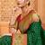 Dark green banarasi silk blend gold zari weaving saree with contrast border