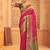 Rani pink banarasi silk blend gold zari weaving saree with contrast border