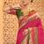 Rani pink banarasi silk blend gold zari weaving saree with contrast border