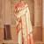 Off white banarasi silk blend gold zari weaving saree with contrast border