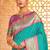 Turquoise banarasi silk blend gold zari weaving saree with contrast border