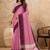 Pink linen cotton blend saree with contrast border