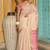 Off white woven linen silk saree with gold zari border