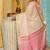 Off white woven linen silk saree with gold zari border
