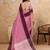 Pink linen cotton blend saree with contrast border