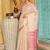Off white woven linen silk saree with gold zari border