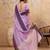 Lavender linen cotton blend saree with contrast border
