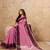 Pink linen cotton blend saree with contrast border