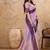 Lavender linen cotton blend saree with contrast border