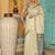 Off white woven linen silk saree with gold zari border