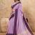 Lavender linen cotton blend saree with contrast border