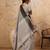Grey linen cotton blend saree with contrast border