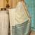 Off white woven linen silk saree with gold zari border