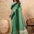Light green linen cotton blend saree with contrast border