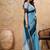 Sky blue linen cotton blend saree with contrast border