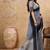 Slate grey linen cotton blend saree with contrast border