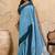 Sky blue linen cotton blend saree with contrast border