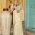 Off white woven linen silk saree with gold zari border