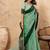 Light green linen cotton blend saree with contrast border