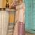 Off white woven linen silk saree with gold zari border