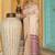 Off white woven linen silk saree with gold zari border