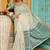 Off white woven linen silk saree with gold zari border