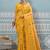 Mustard banarasi silk blend saree with rich gold zari floral weaving