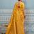 Mustard banarasi silk blend saree with rich gold zari floral weaving