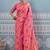 Pink banarasi silk blend saree with rich gold zari floral weaving