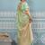 Mint green banarasi silk blend saree with rich gold zari floral weaving