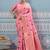 Baby pink banarasi silk blend saree with rich gold zari floral weaving
