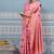 Baby pink banarasi silk blend saree with rich gold zari floral weaving