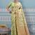 Light pistachio green banarasi silk blend saree with rich gold zari floral weaving